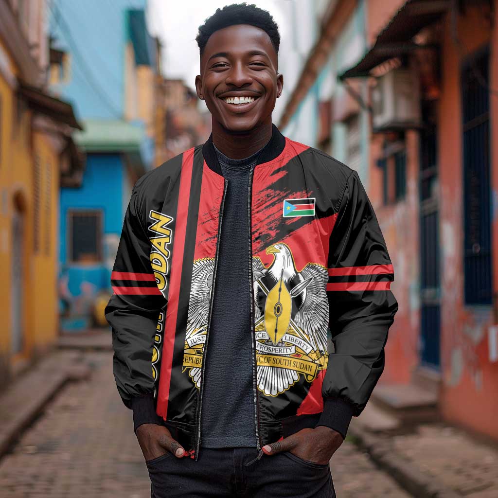 Personalized South Sudan With Coat Of Arms Bomber Jacket Sporty Style