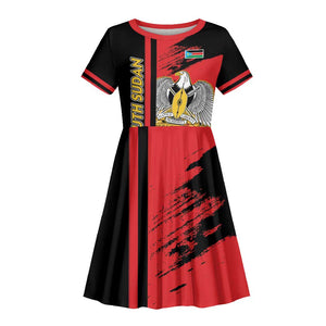 Personalized South Sudan With Coat Of Arms Kid Short Sleeve Dress Sporty Style