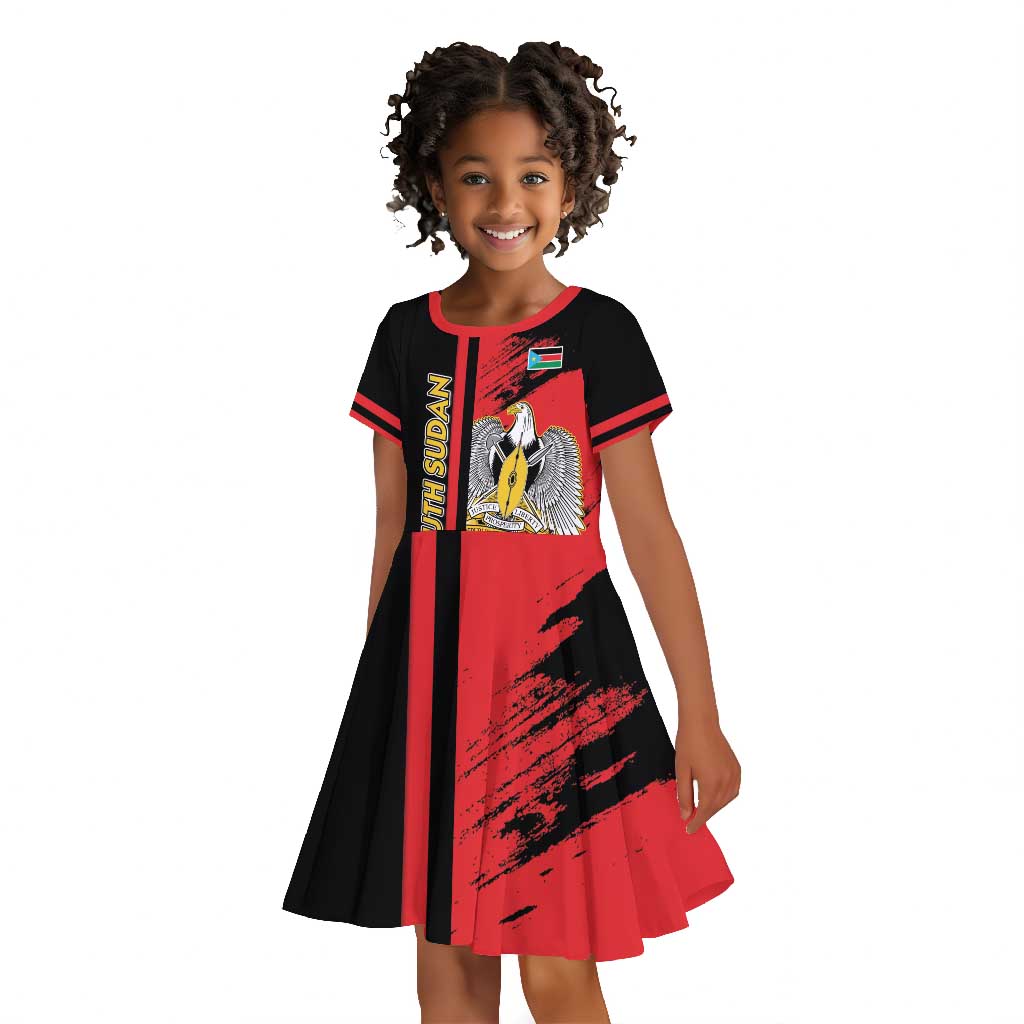 Personalized South Sudan With Coat Of Arms Kid Short Sleeve Dress Sporty Style