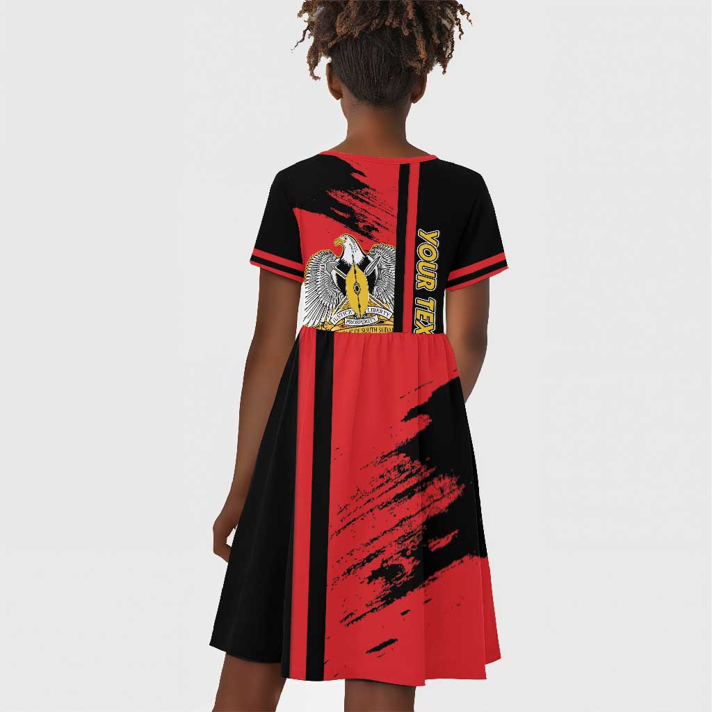 Personalized South Sudan With Coat Of Arms Kid Short Sleeve Dress Sporty Style