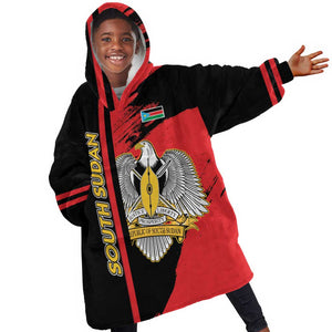 Personalized South Sudan With Coat Of Arms Kid Wearable Blanket Hoodie Sporty Style