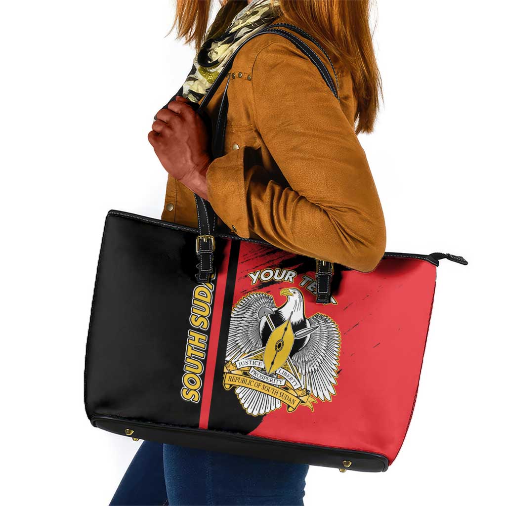 Personalized South Sudan With Coat Of Arms Leather Tote Bag Sporty Style