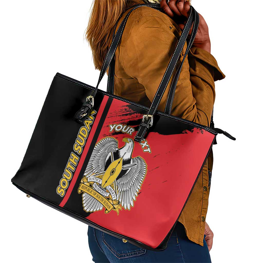 Personalized South Sudan With Coat Of Arms Leather Tote Bag Sporty Style