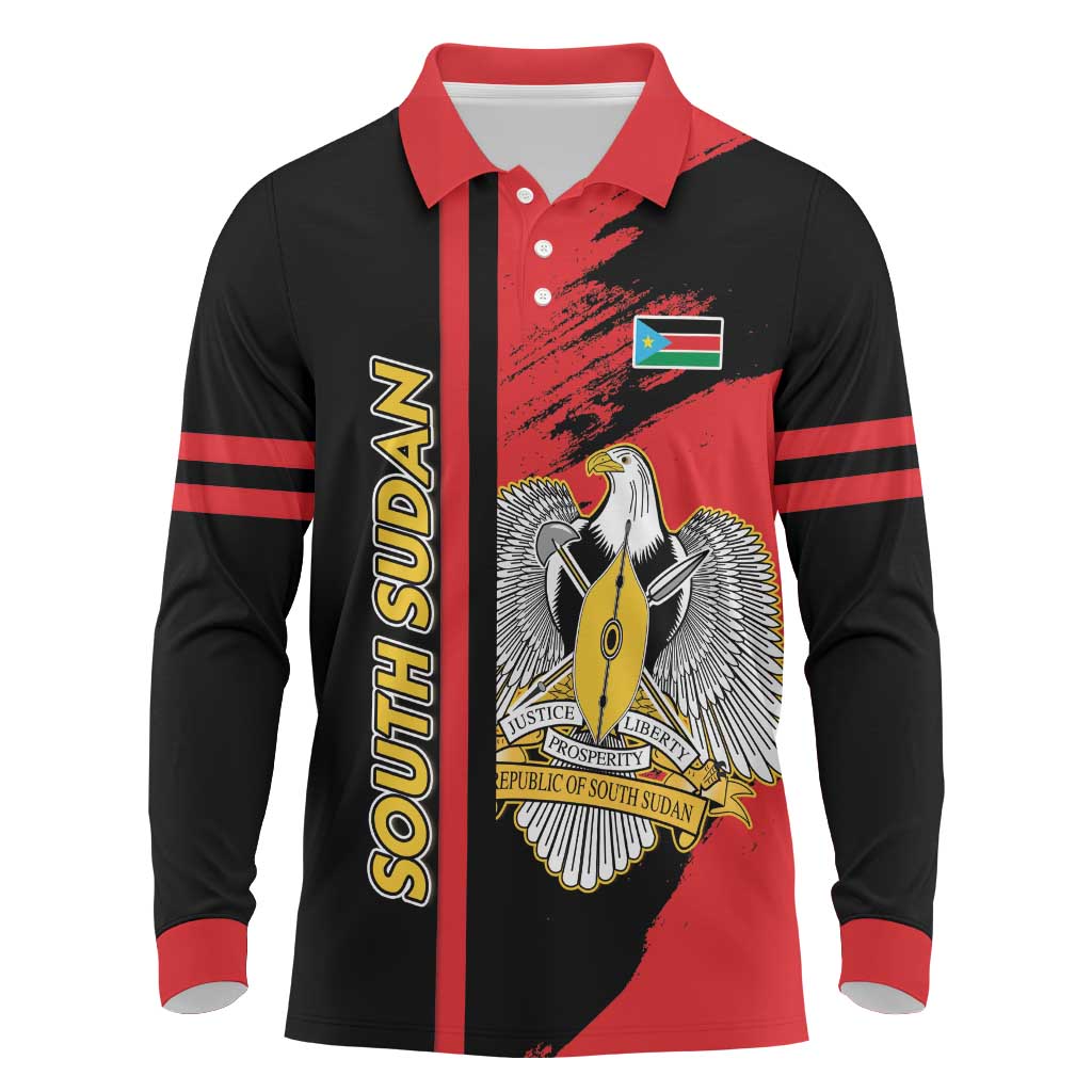 Personalized South Sudan With Coat Of Arms Long Sleeve Polo Shirt Sporty Style