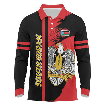 Personalized South Sudan With Coat Of Arms Long Sleeve Polo Shirt Sporty Style