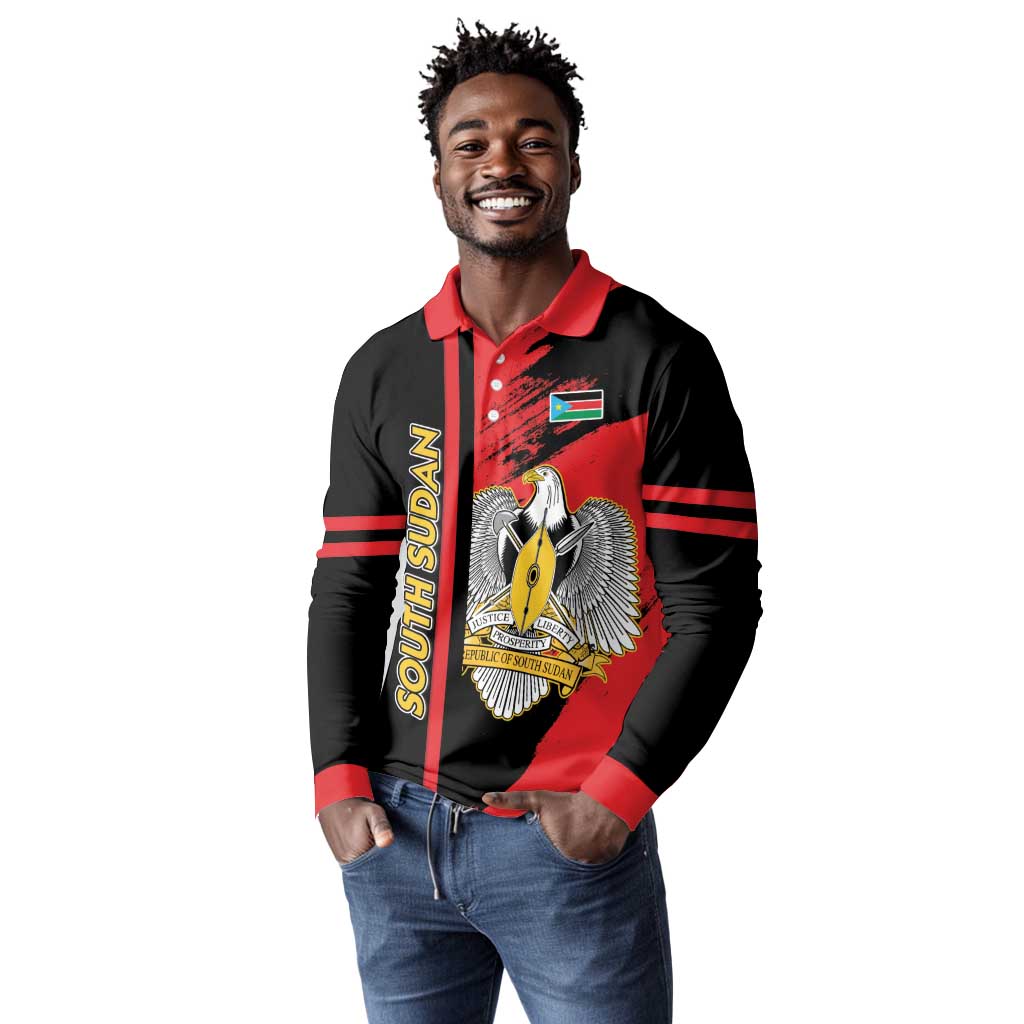 Personalized South Sudan With Coat Of Arms Long Sleeve Polo Shirt Sporty Style