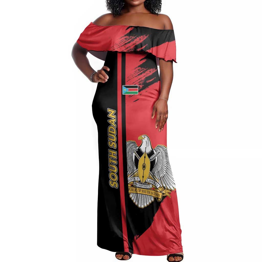 Personalized South Sudan With Coat Of Arms Off Shoulder Maxi Dress Sporty Style