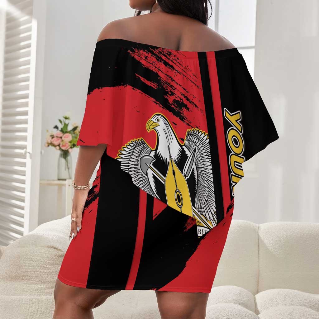 Personalized South Sudan With Coat Of Arms Off Shoulder Short Dress Sporty Style