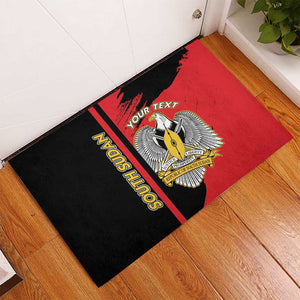 Personalized South Sudan With Coat Of Arms Rubber Doormat Sporty Style