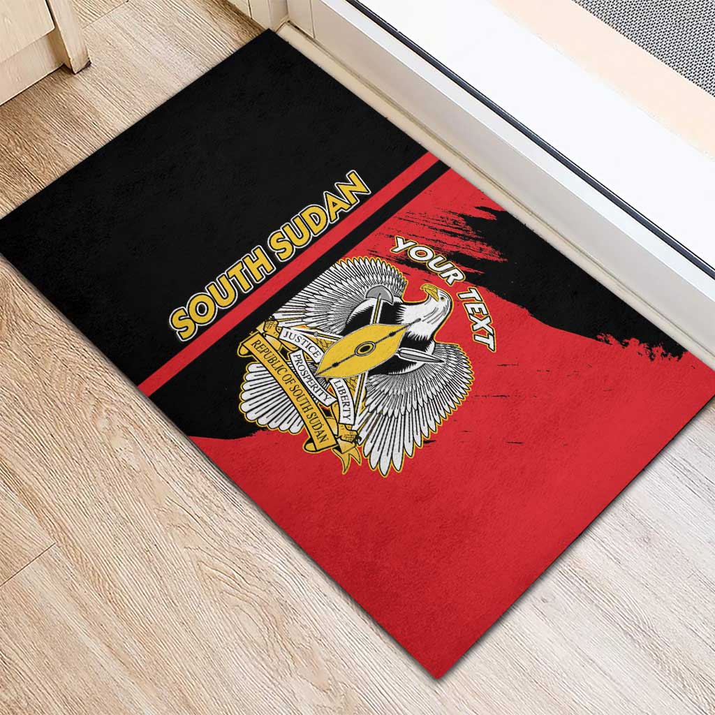 Personalized South Sudan With Coat Of Arms Rubber Doormat Sporty Style