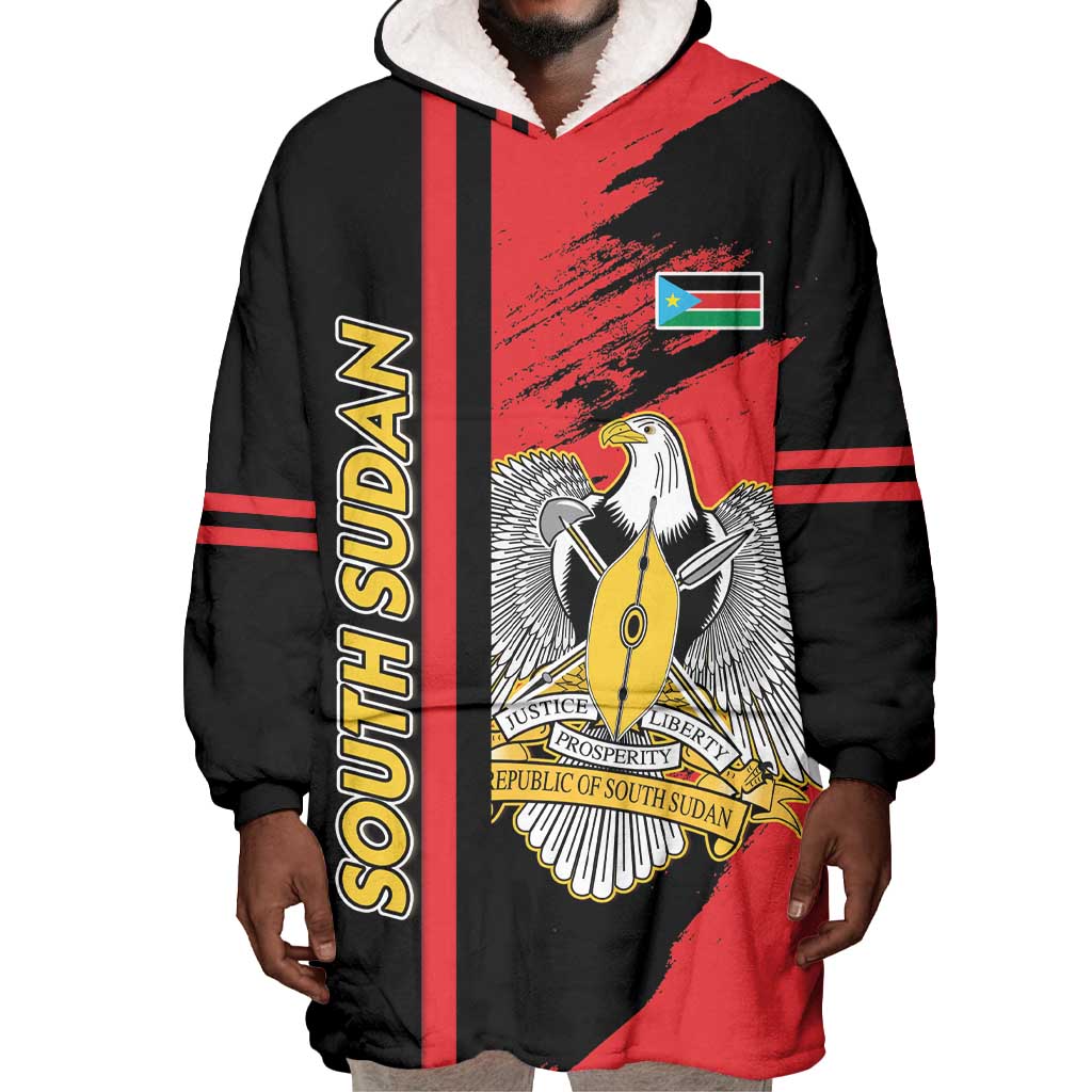 Personalized South Sudan With Coat Of Arms Wearable Blanket Hoodie Sporty Style