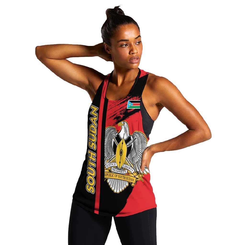 Personalized South Sudan With Coat Of Arms Women Racerback Tank Sporty Style