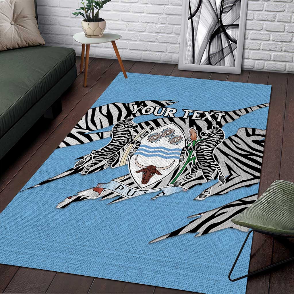 Personalized Lefatshe la Botswana Area Rug Coat Of Arms - African and Zebra Patterns