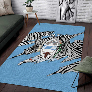Personalized Lefatshe la Botswana Area Rug Coat Of Arms - African and Zebra Patterns
