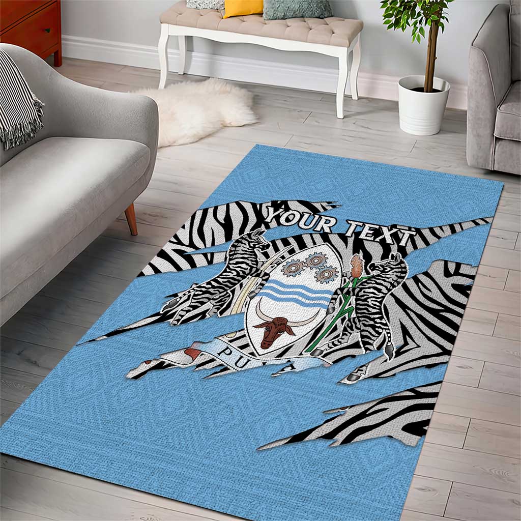 Personalized Lefatshe la Botswana Area Rug Coat Of Arms - African and Zebra Patterns