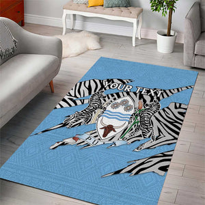 Personalized Lefatshe la Botswana Area Rug Coat Of Arms - African and Zebra Patterns