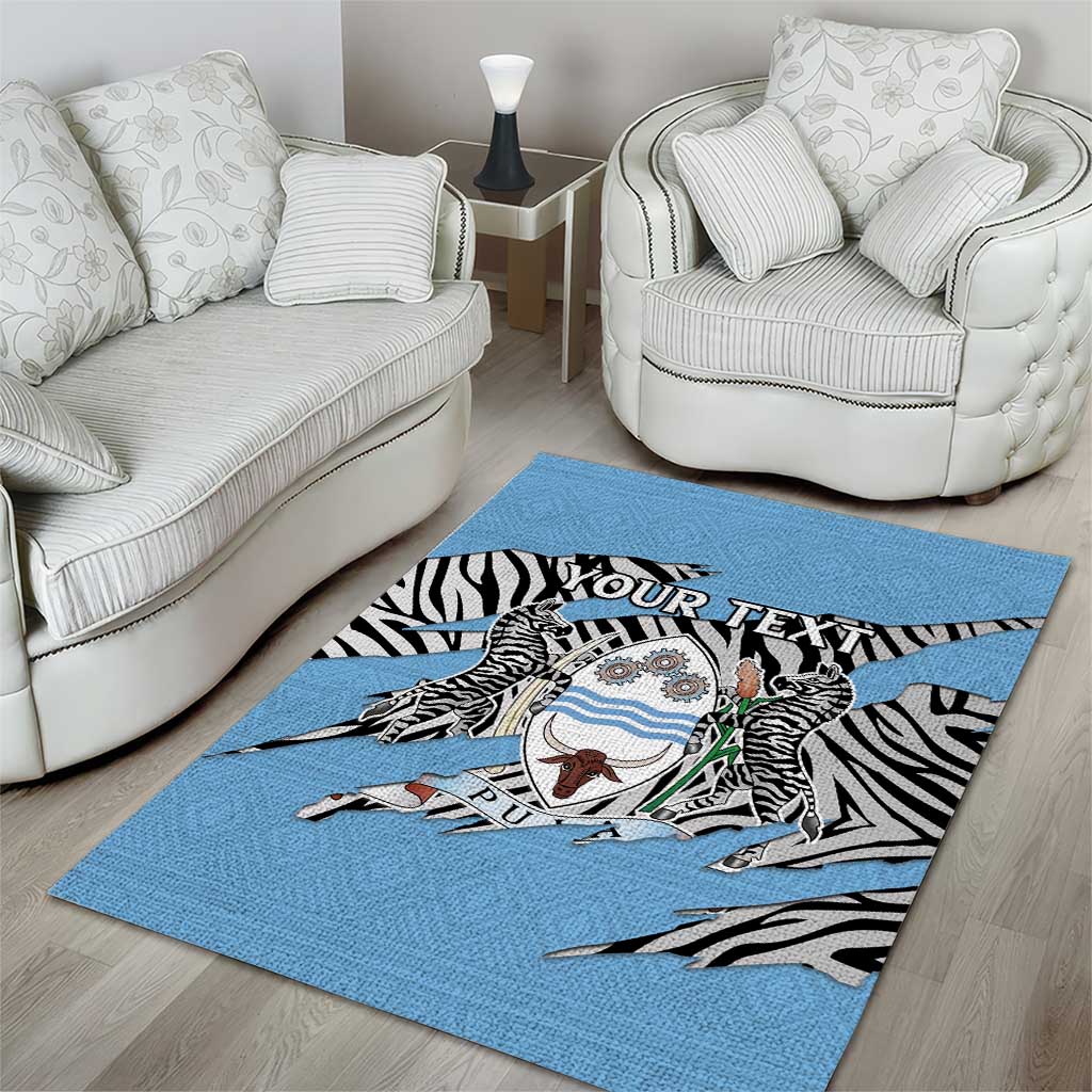 Personalized Lefatshe la Botswana Area Rug Coat Of Arms - African and Zebra Patterns