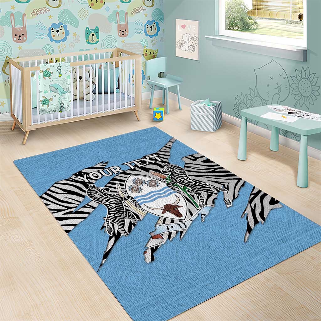 Personalized Lefatshe la Botswana Area Rug Coat Of Arms - African and Zebra Patterns