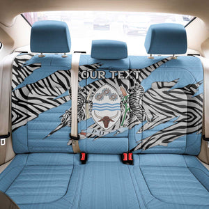 Personalized Lefatshe la Botswana Back Car Seat Cover Coat Of Arms - African and Zebra Patterns