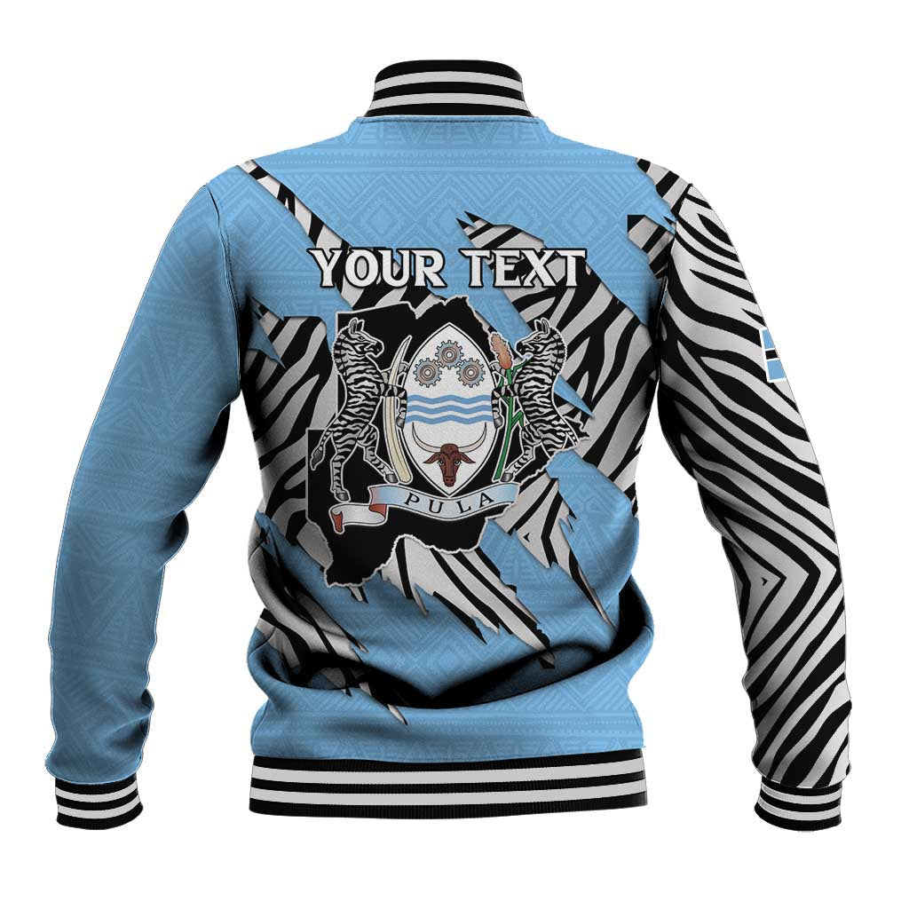 Personalized Lefatshe la Botswana Baseball Jacket Coat Of Arms - African and Zebra Patterns