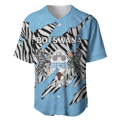 Personalized Lefatshe la Botswana Baseball Jersey Coat Of Arms - African and Zebra Patterns