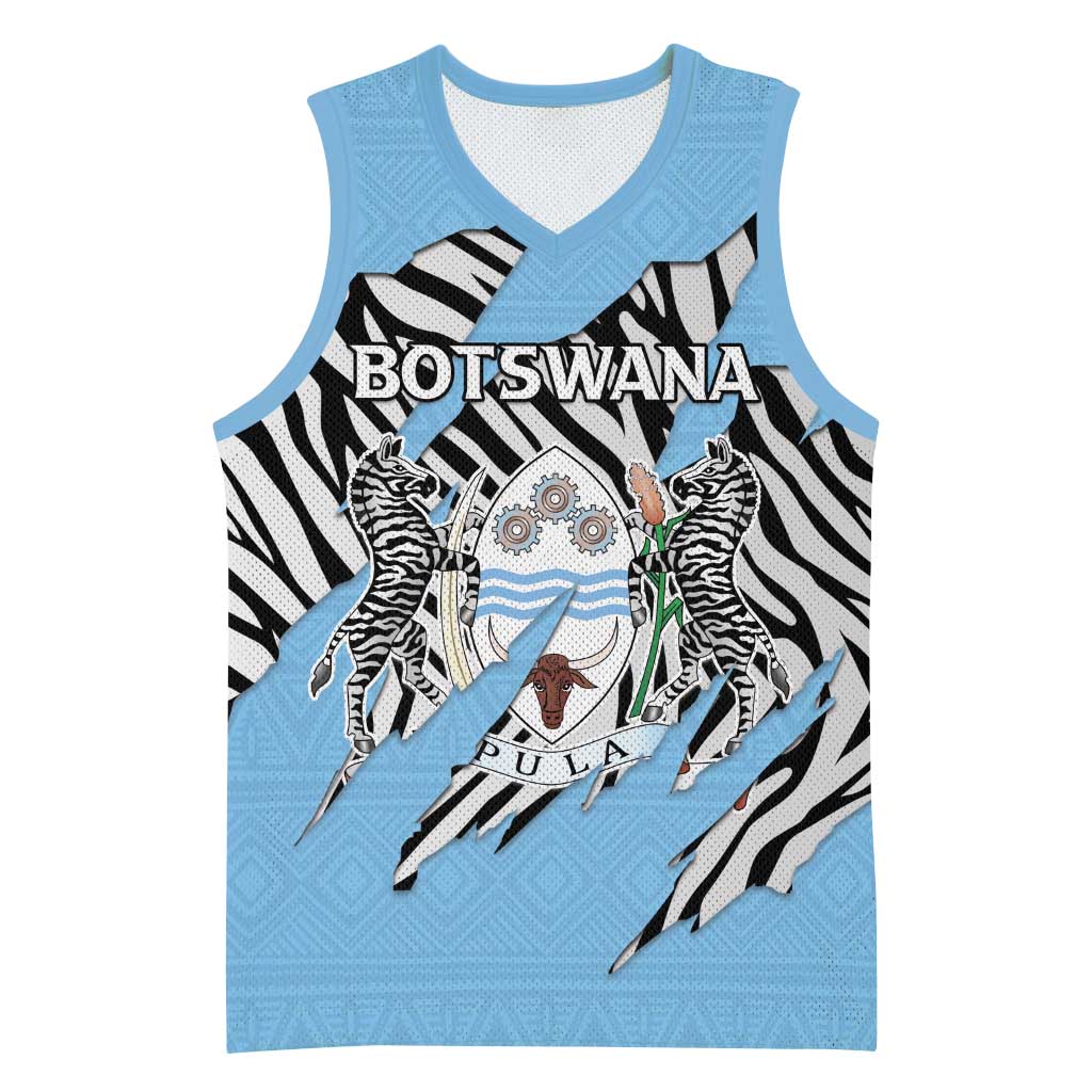 Personalized Lefatshe la Botswana Basketball Jersey Coat Of Arms - African and Zebra Patterns - African Pride