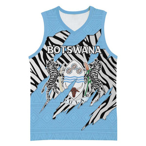 Personalized Lefatshe la Botswana Basketball Jersey Coat Of Arms - African and Zebra Patterns - African Pride
