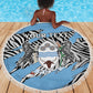 Personalized Lefatshe la Botswana Beach Blanket Coat Of Arms - African and Zebra Patterns