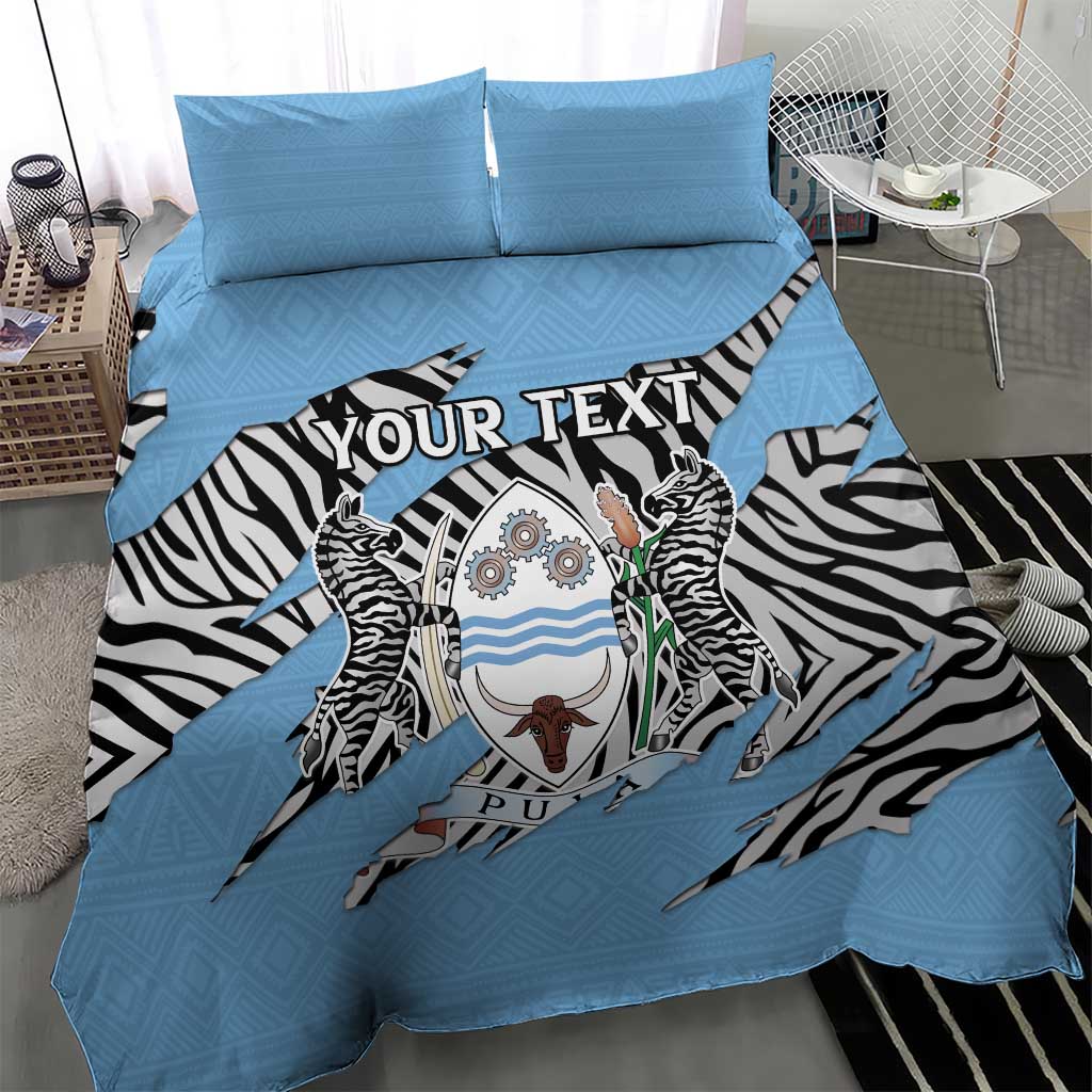 Personalized Lefatshe la Botswana Bedding Set Coat Of Arms - African and Zebra Patterns