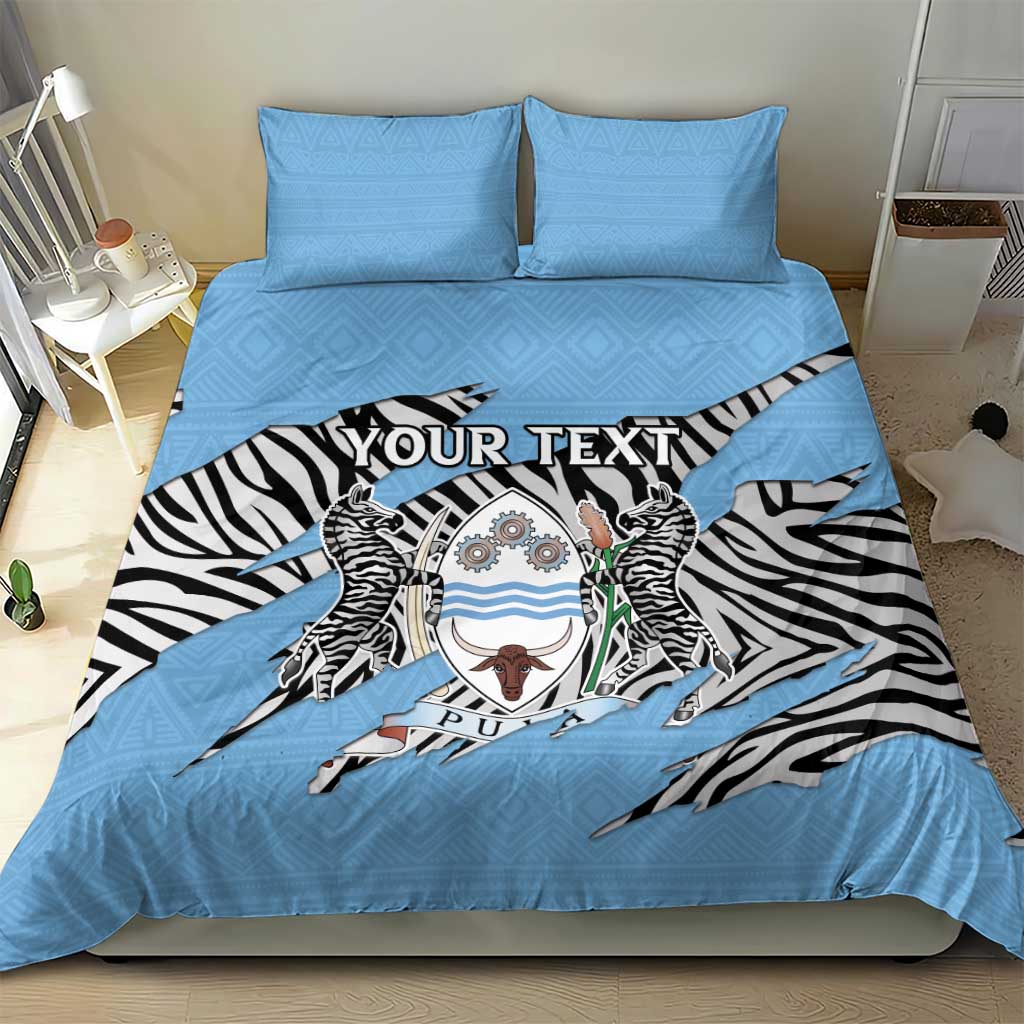 Personalized Lefatshe la Botswana Bedding Set Coat Of Arms - African and Zebra Patterns