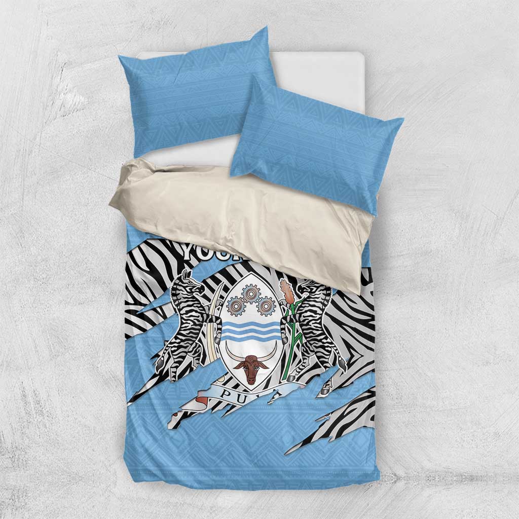 Personalized Lefatshe la Botswana Bedding Set Coat Of Arms - African and Zebra Patterns