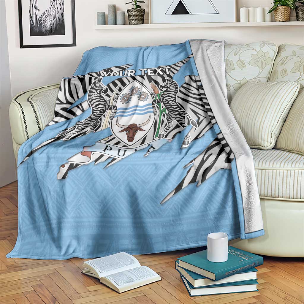 Personalized Lefatshe la Botswana Blanket Coat Of Arms - African and Zebra Patterns