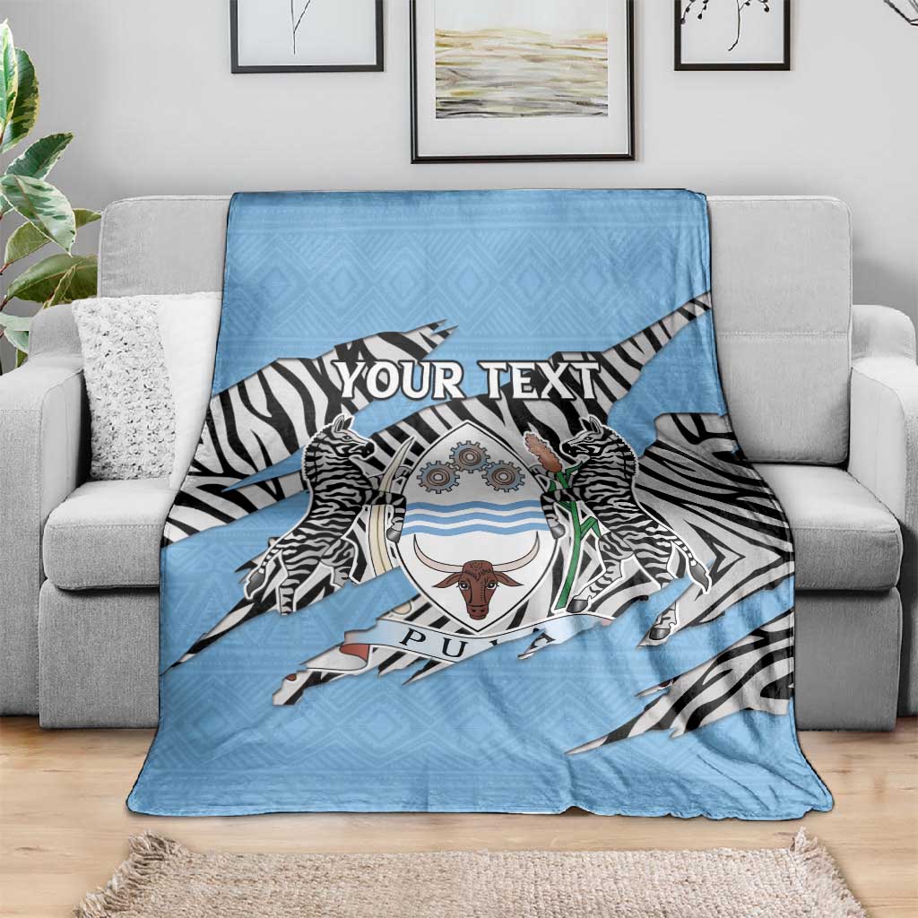 Personalized Lefatshe la Botswana Blanket Coat Of Arms - African and Zebra Patterns