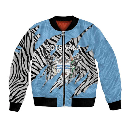 Personalized Lefatshe la Botswana Bomber Jacket Coat Of Arms - African and Zebra Patterns