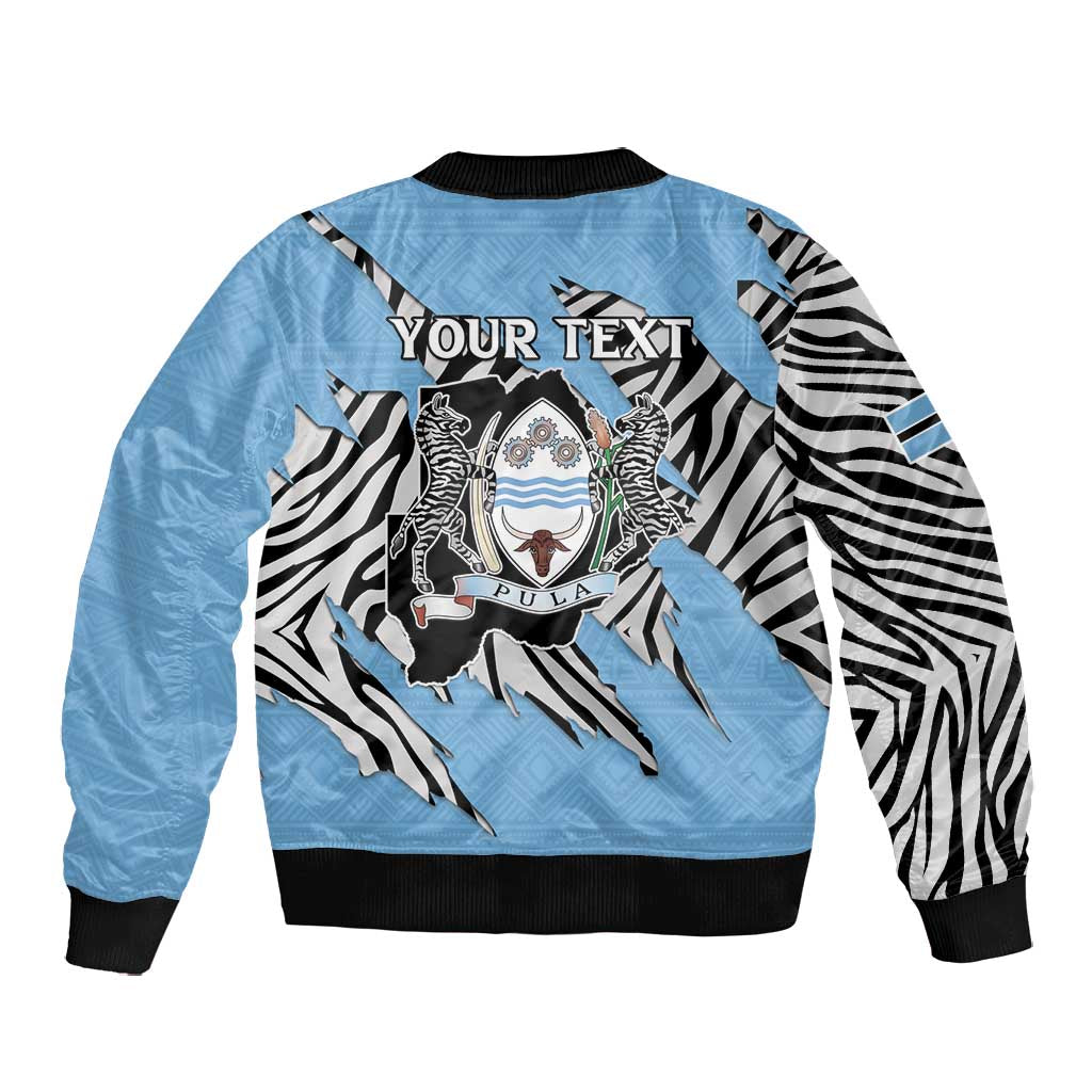 Personalized Lefatshe la Botswana Bomber Jacket Coat Of Arms - African and Zebra Patterns
