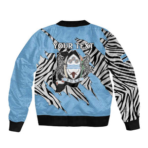Personalized Lefatshe la Botswana Bomber Jacket Coat Of Arms - African and Zebra Patterns