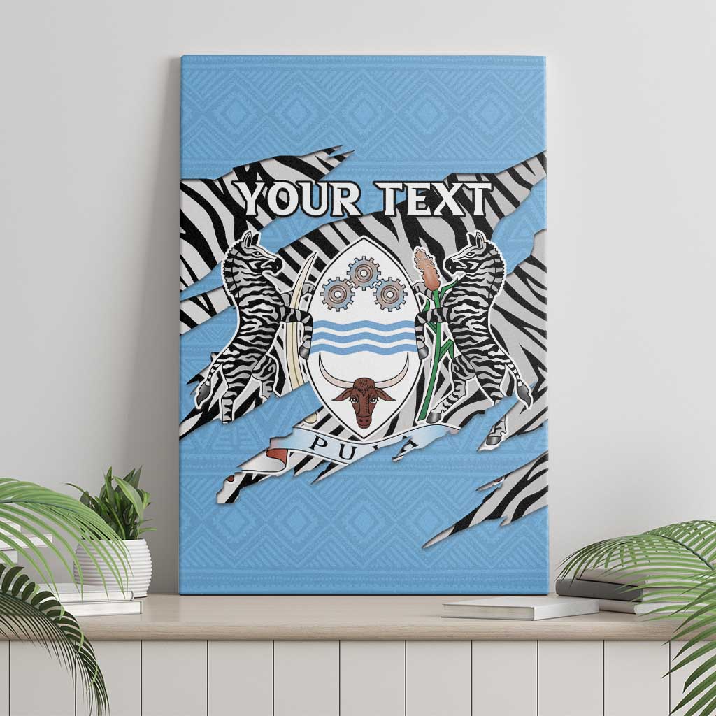 Personalized Lefatshe la Botswana Canvas Wall Art Coat Of Arms - African and Zebra Patterns