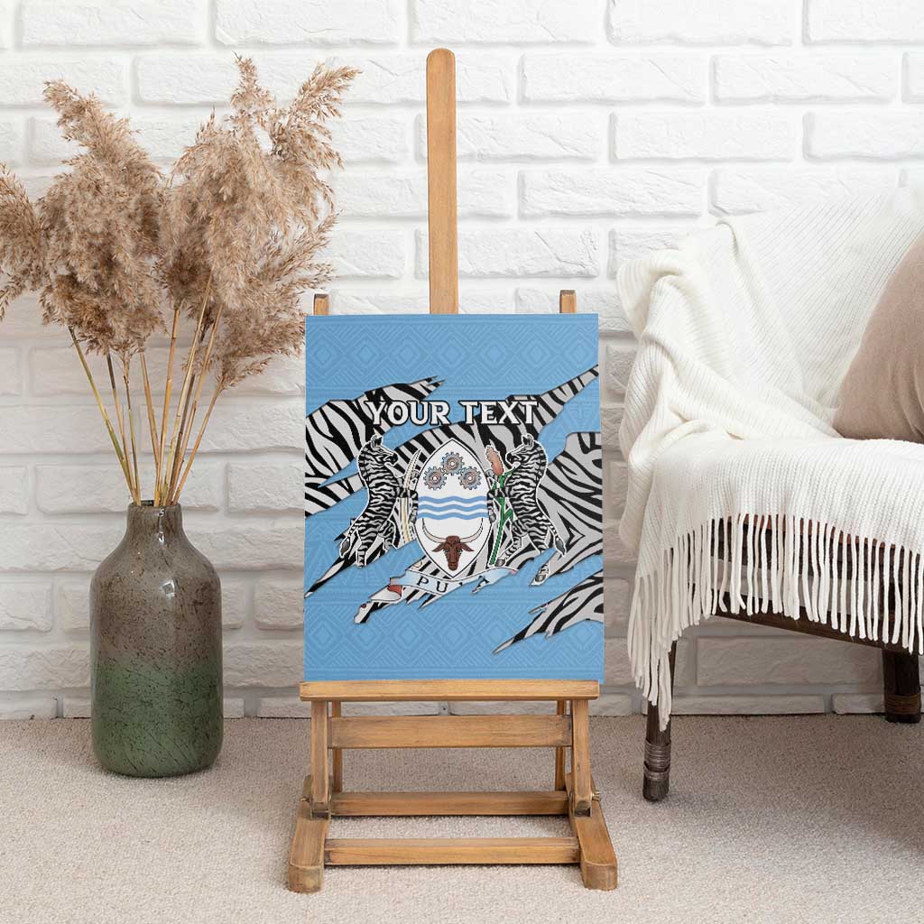 Personalized Lefatshe la Botswana Canvas Wall Art Coat Of Arms - African and Zebra Patterns