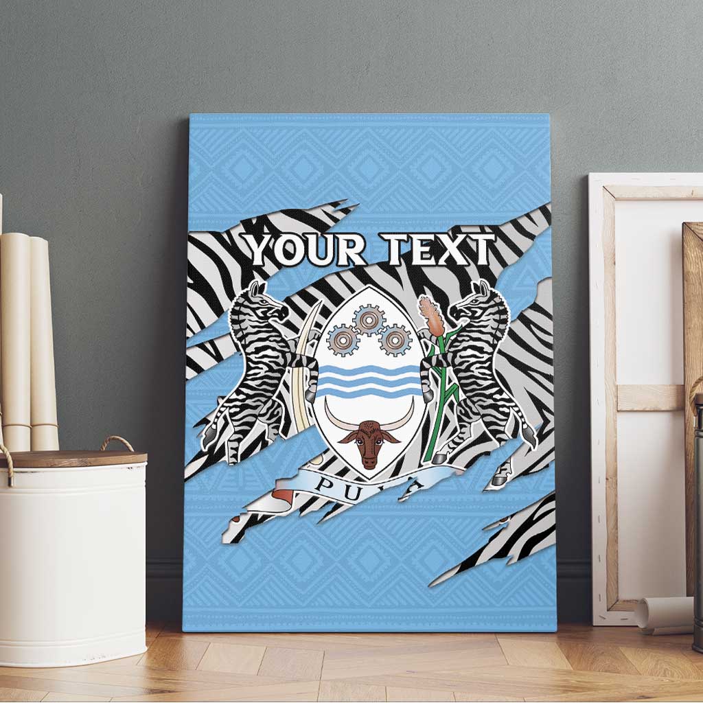 Personalized Lefatshe la Botswana Canvas Wall Art Coat Of Arms - African and Zebra Patterns