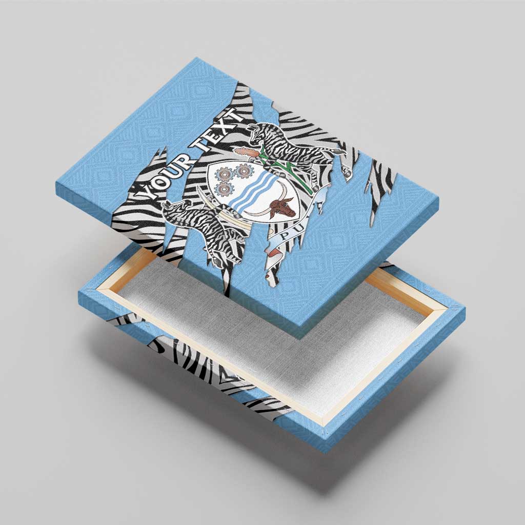 Personalized Lefatshe la Botswana Canvas Wall Art Coat Of Arms - African and Zebra Patterns