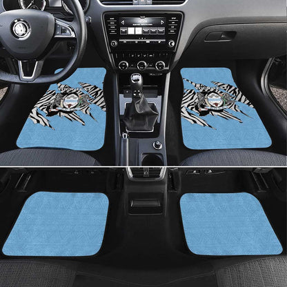 Personalized Lefatshe la Botswana Car Mats Coat Of Arms - African and Zebra Patterns