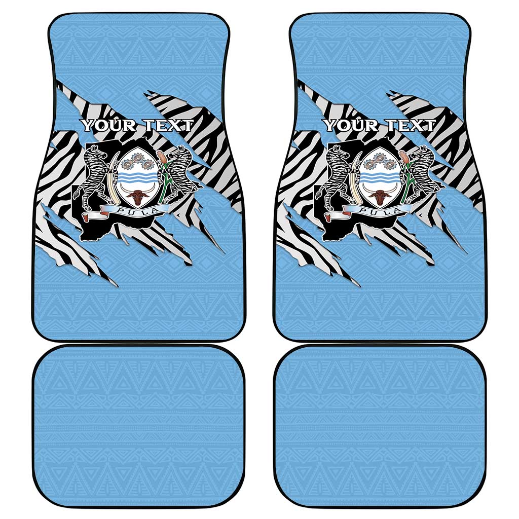 Personalized Lefatshe la Botswana Car Mats Coat Of Arms - African and Zebra Patterns