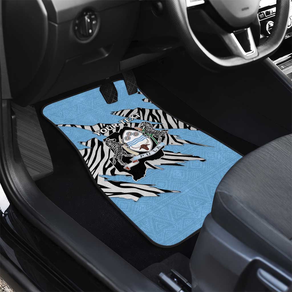 Personalized Lefatshe la Botswana Car Mats Coat Of Arms - African and Zebra Patterns