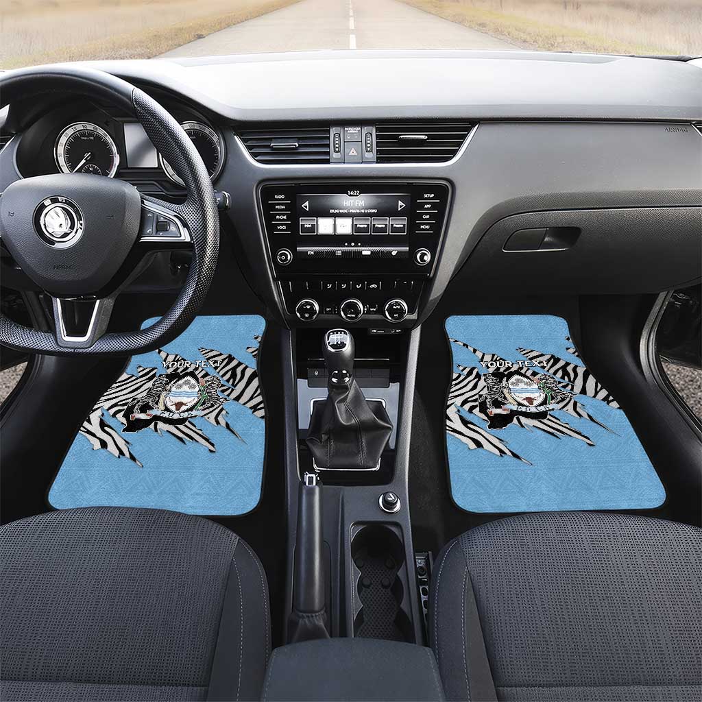 Personalized Lefatshe la Botswana Car Mats Coat Of Arms - African and Zebra Patterns