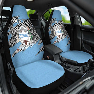 Personalized Lefatshe la Botswana Car Seat Cover Coat Of Arms - African and Zebra Patterns