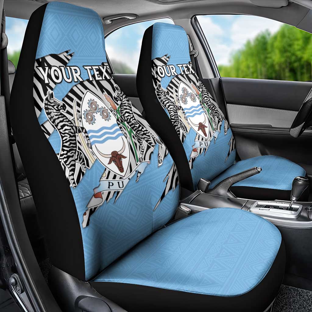 Personalized Lefatshe la Botswana Car Seat Cover Coat Of Arms - African and Zebra Patterns