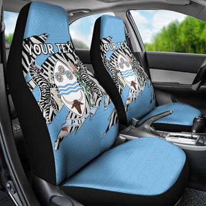 Personalized Lefatshe la Botswana Car Seat Cover Coat Of Arms - African and Zebra Patterns