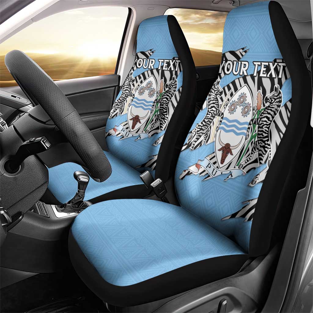 Personalized Lefatshe la Botswana Car Seat Cover Coat Of Arms - African and Zebra Patterns