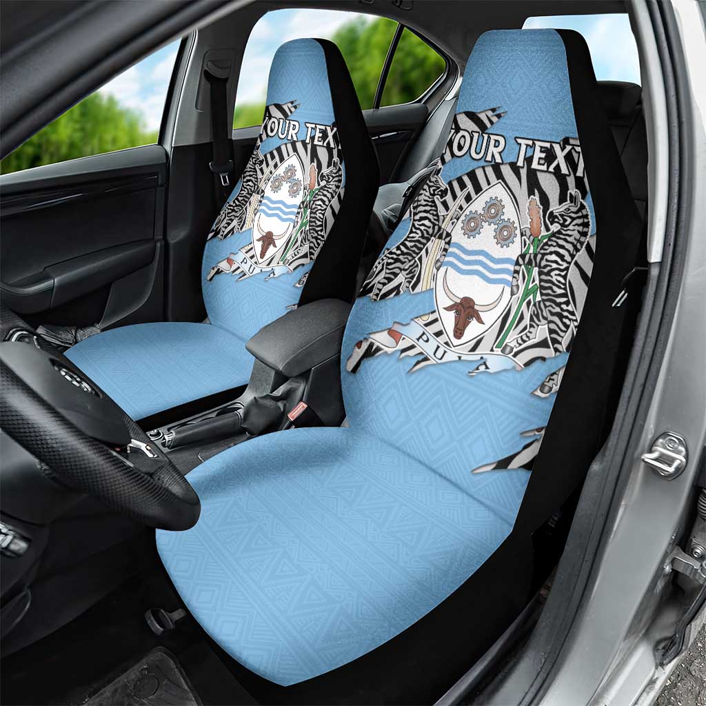 Personalized Lefatshe la Botswana Car Seat Cover Coat Of Arms - African and Zebra Patterns