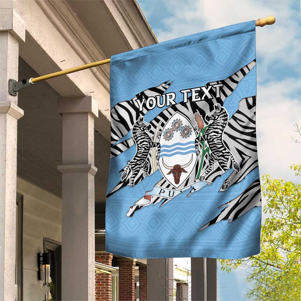 Personalized Lefatshe la Botswana Garden Flag Coat Of Arms - African and Zebra Patterns